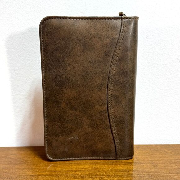 Vintage Day-Timer Brown Binder Organizer Pockets & Pen Loop 6-Ring 5.5x8.5 - Picture 3 of 7